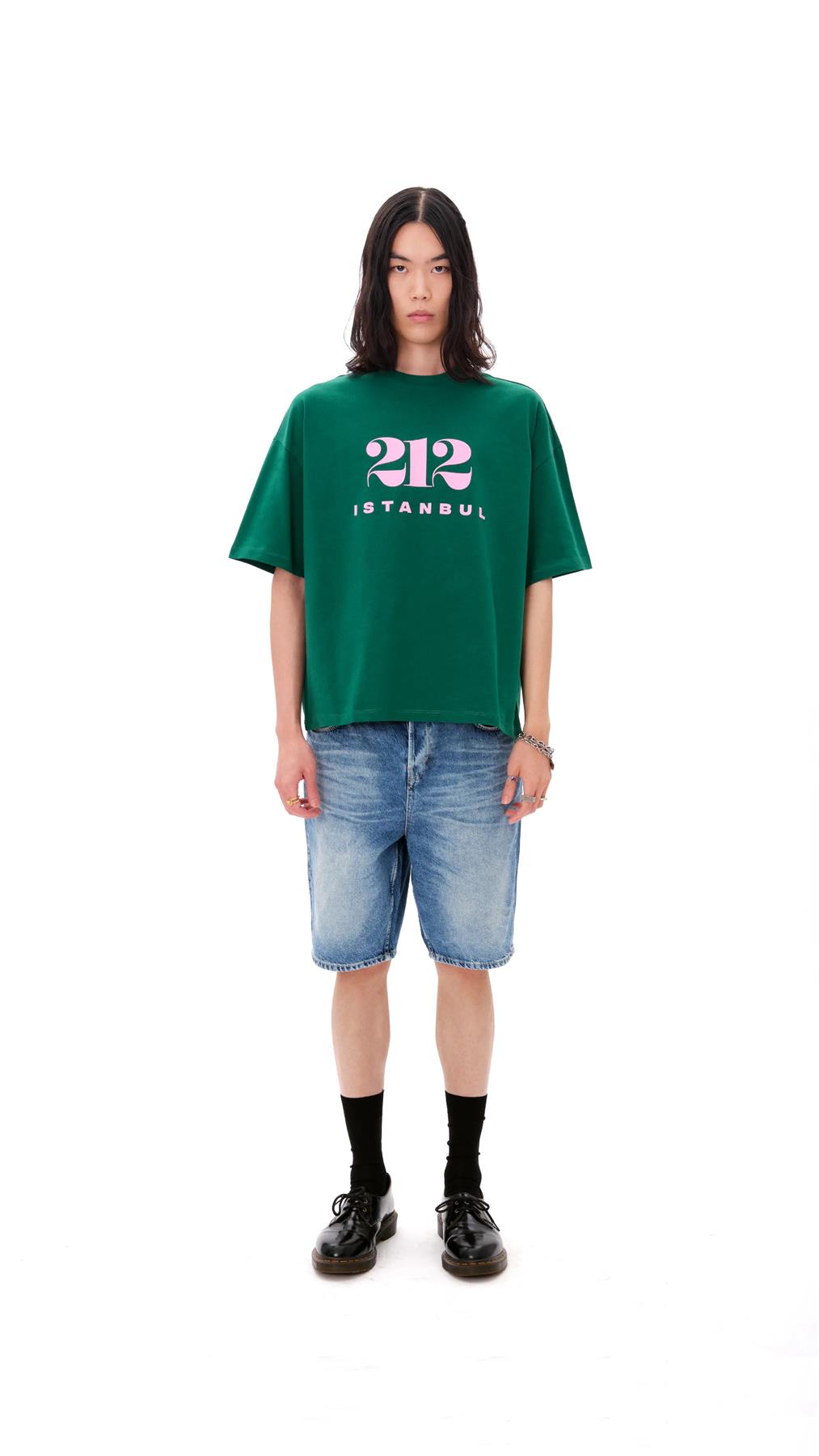 212 T-Shirt - Green/Pink (212 Istanbul Logo)
